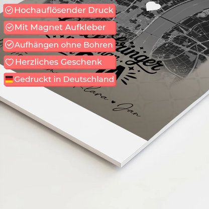 Personalisierte Wandbilder Oma mit 4 Fotos und Karte Schwarz-Weiß Glücksbringer nennt man auch Bruder