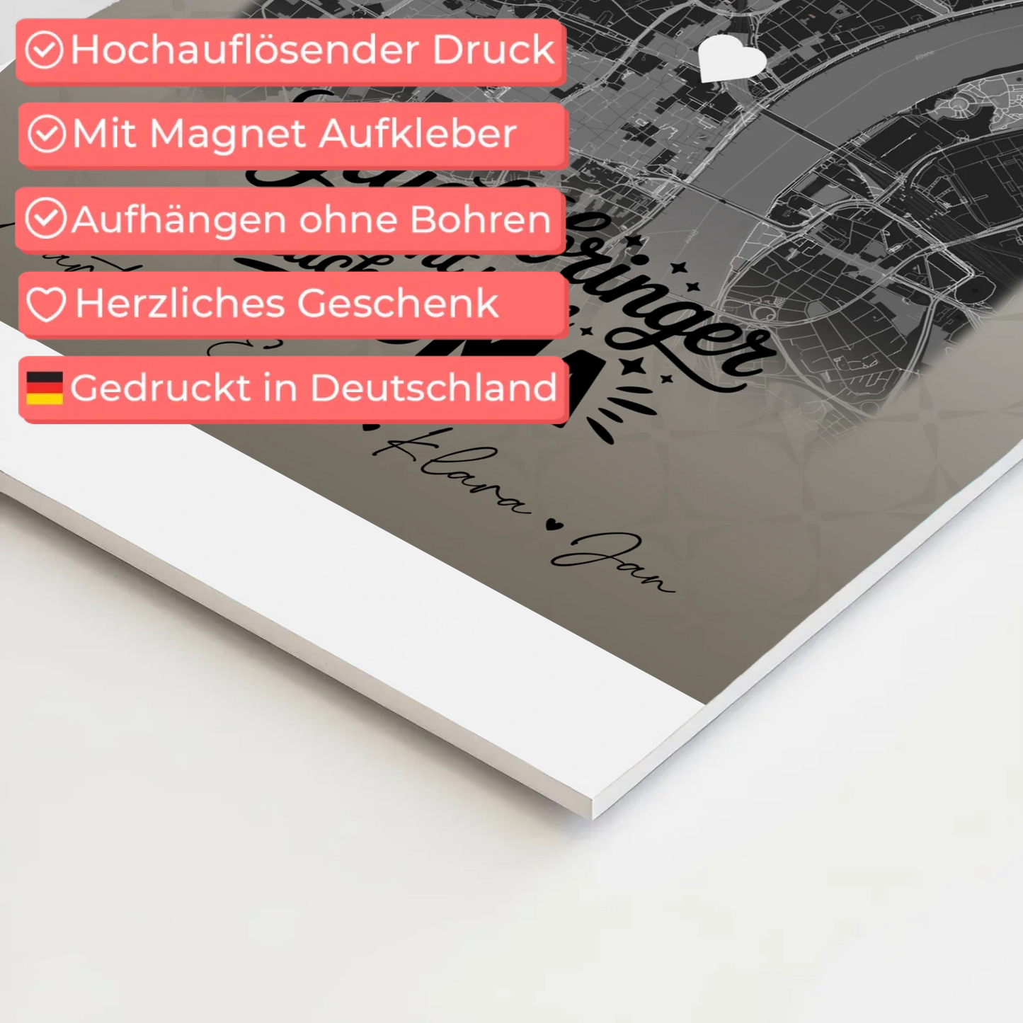 Personalisierte Wandbilder Oma mit 4 Fotos und Karte Schwarz-Weiß Glücksbringer nennt man auch Bruder