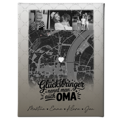 Oma Plakat mit 4 Fotos und Karte Glücksbringer nennt man auch Bruder Schwarz-Weiß Personalisiertes Geschenk 1