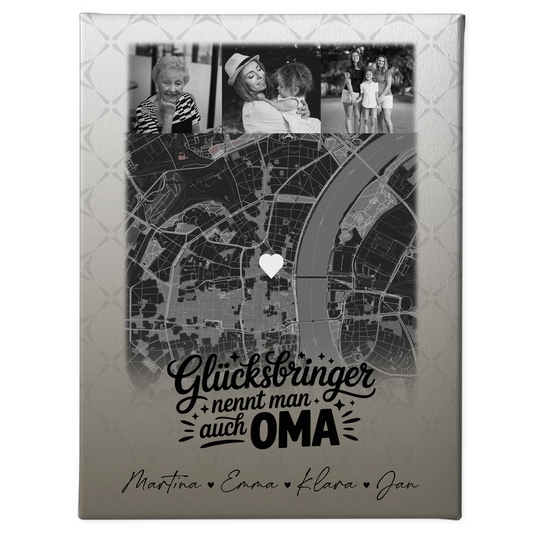 Oma Plakat mit 4 Fotos und Karte Glücksbringer nennt man auch Bruder Schwarz-Weiß Personalisiertes Geschenk 1