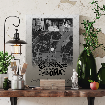 Oma Plakat mit 4 Fotos und Karte Glücksbringer nennt man auch Bruder Schwarz-Weiß Personalisiertes Geschenk 3