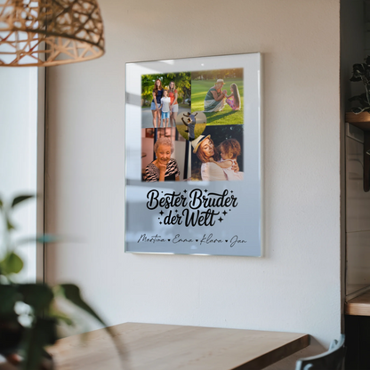 Personalisiertes Foto Acrylglas mit 4 Fotos und Herz für den besten Bruder der Welt
