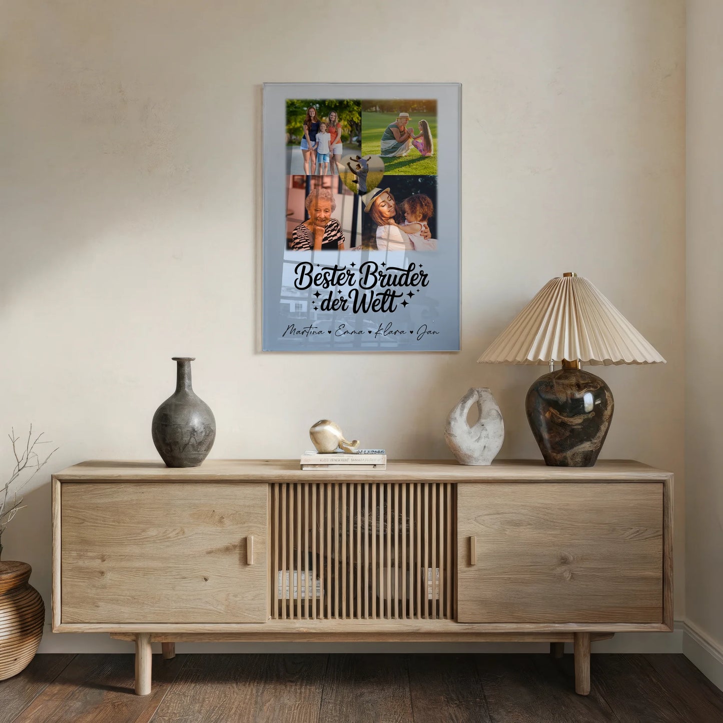 Personalisiertes Foto Acrylglas mit 4 Fotos und Herz für den besten Bruder der Welt