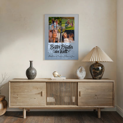 Personalisiertes Foto Acrylglas mit 4 Fotos und Herz für den besten Bruder der Welt