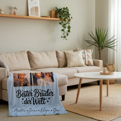 Kuscheldecke Mit Namen, Motiv, 4 Fotos & Herz – Bester Bruder der Welt 4