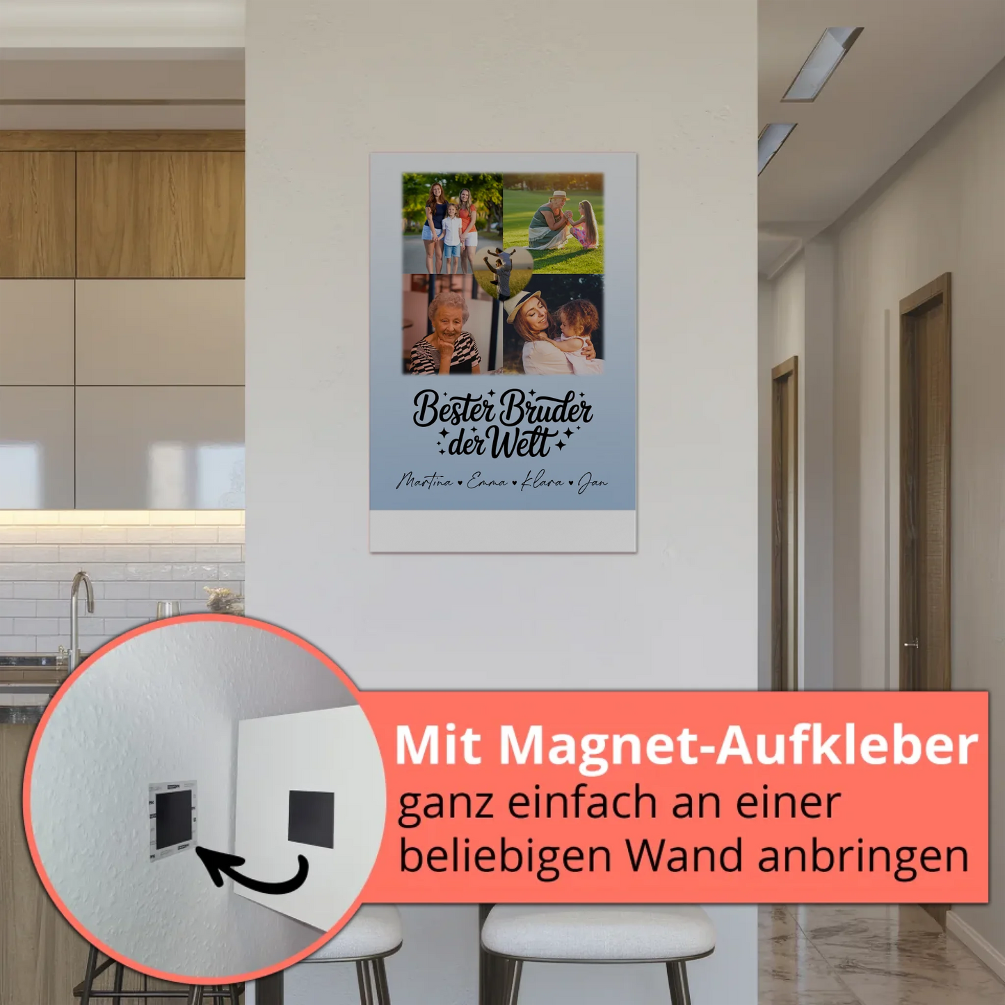 Personalisiertes Fotoboard Poster Magnetisch mit 4 Fotos und Herz für den besten Bruder der Welt 5