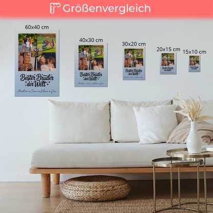 Personalisiertes Fotoboard Poster Magnetisch mit 4 Fotos und Herz für den besten Bruder der Welt