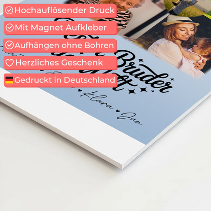 Personalisiertes Fotoboard Poster Magnetisch mit 4 Fotos und Herz für den besten Bruder der Welt 4
