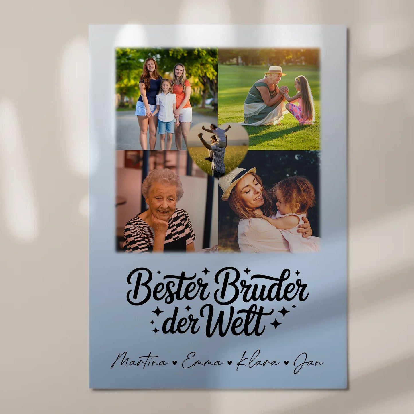 Personalisiertes Fotoboard Poster Magnetisch mit 4 Fotos und Herz für den besten Bruder der Welt 7