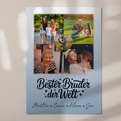 Personalisiertes Fotoboard Poster Magnetisch mit 4 Fotos und Herz für den besten Bruder der Welt 7