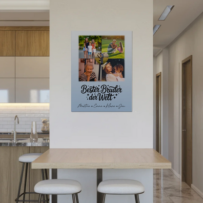 Personalisiertes Fotoboard Poster Magnetisch mit 4 Fotos und Herz für den besten Bruder der Welt
