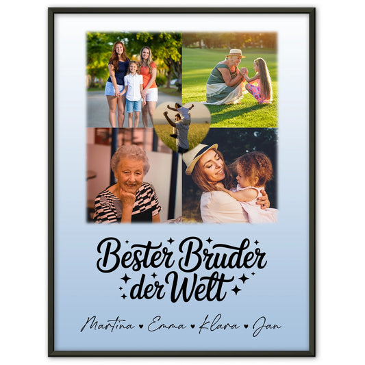 Bruder Poster Personalisiert mit 4 Fotos und Herz Foto Bester Bruder Der Welt