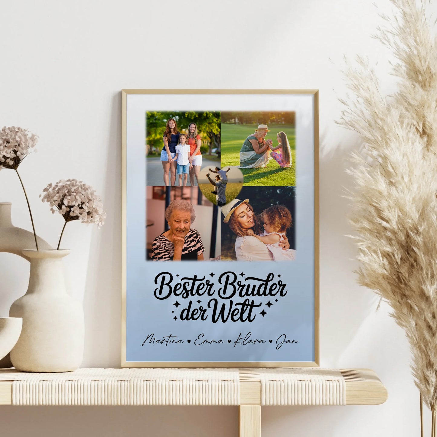 Bruder Poster Personalisiert mit 4 Fotos und Herz Foto Bester Bruder Der Welt