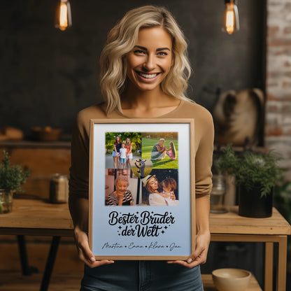 Bruder Poster Personalisiert mit 4 Fotos und Herz Foto Bester Bruder Der Welt