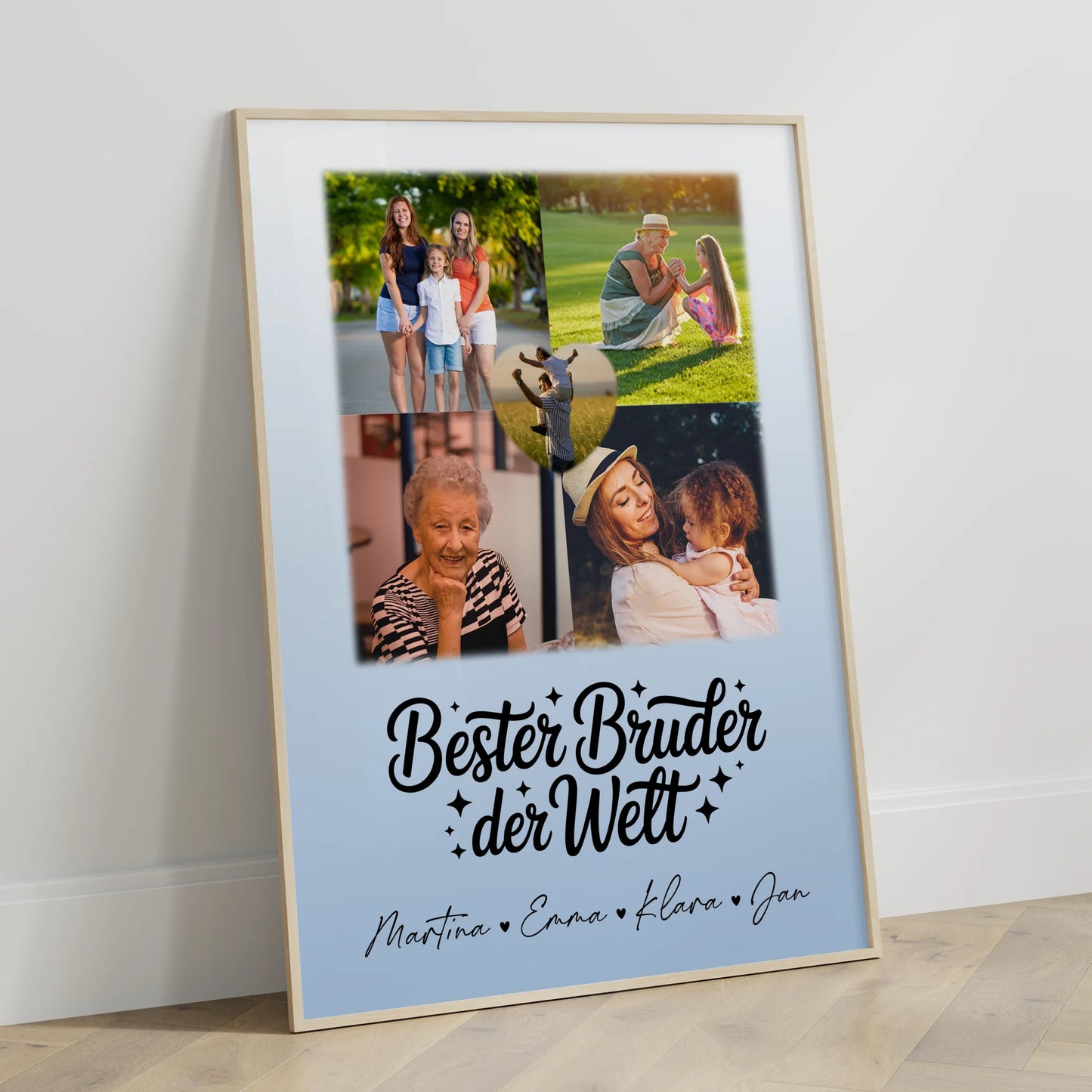 Bruder Poster Personalisiert mit 4 Fotos und Herz Foto Bester Bruder Der Welt