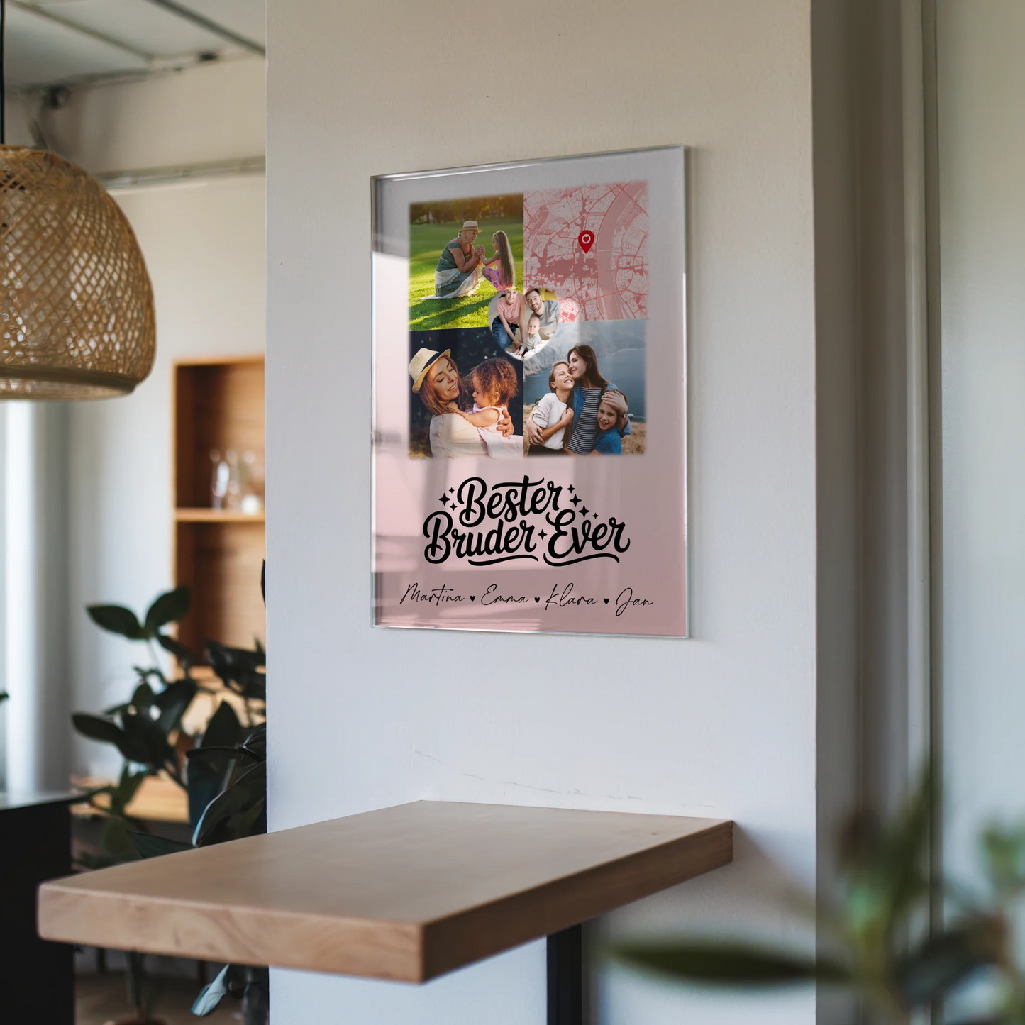 Personalisierte Foto Acrylglas mit 3 Fotos und Herz Karte für den besten Bruder Ever