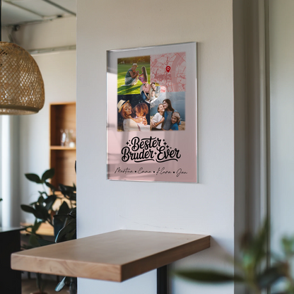 Personalisierte Foto Acrylglas mit 3 Fotos und Herz Karte für den besten Bruder Ever