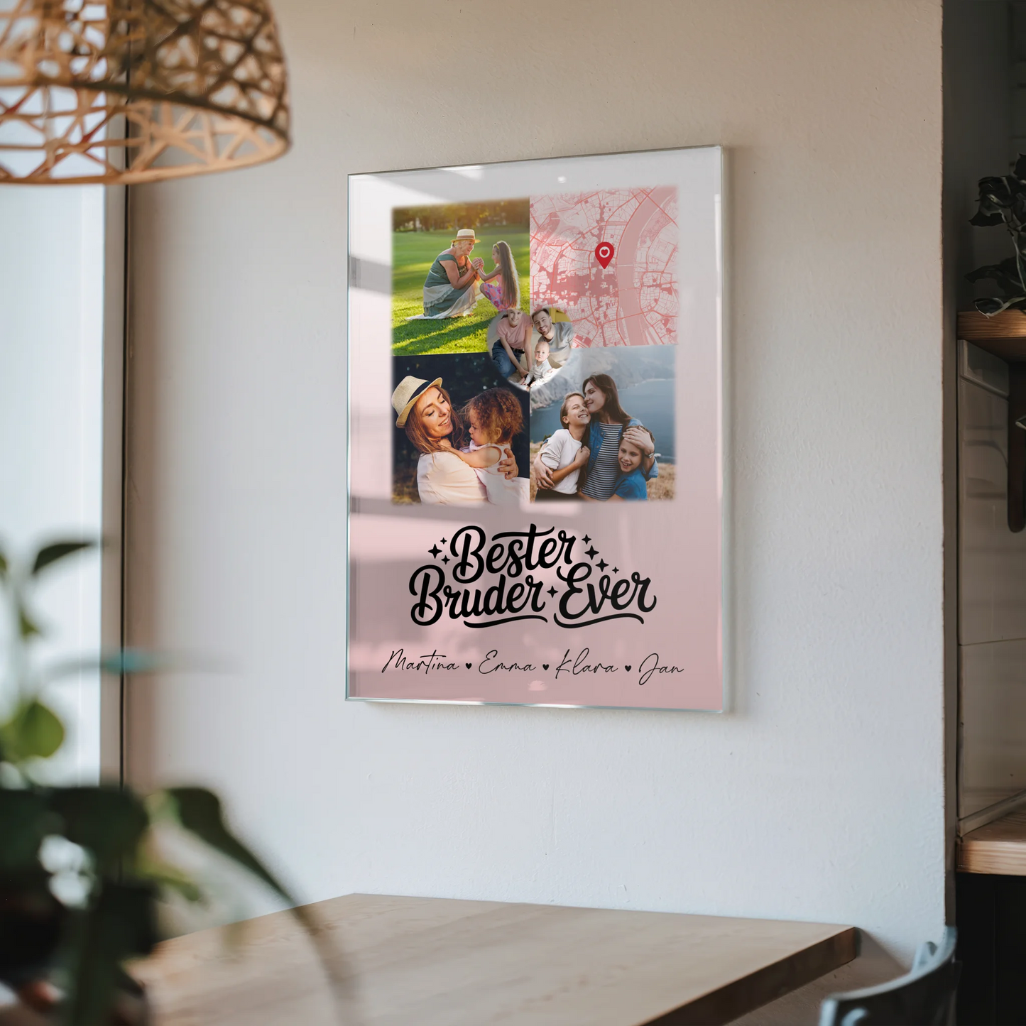 Personalisierte Foto Acrylglas mit 3 Fotos und Herz Karte für den besten Bruder Ever