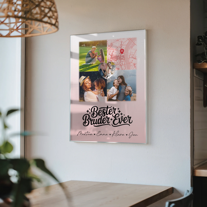 Personalisierte Foto Acrylglas mit 3 Fotos und Herz Karte für den besten Bruder Ever