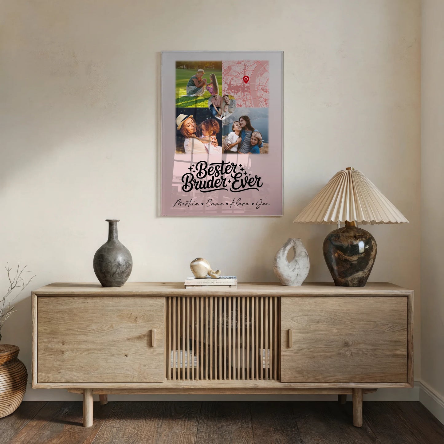 Personalisierte Foto Acrylglas mit 3 Fotos und Herz Karte für den besten Bruder Ever