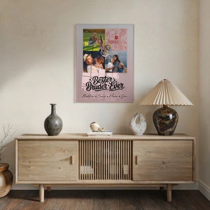 Personalisierte Foto Acrylglas mit 3 Fotos und Herz Karte für den besten Bruder Ever