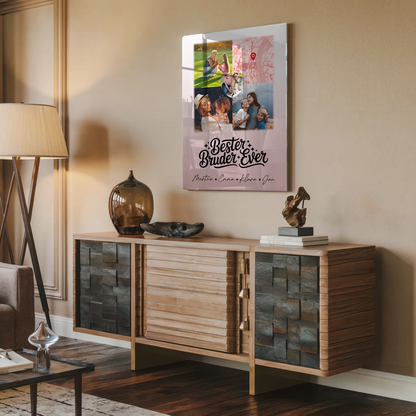 Personalisierte Foto Acrylglas mit 3 Fotos und Herz Karte für den besten Bruder Ever