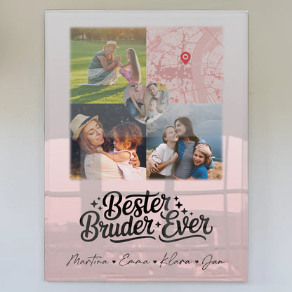 Personalisierte Foto Acrylglas mit 3 Fotos und Herz Karte für den besten Bruder Ever