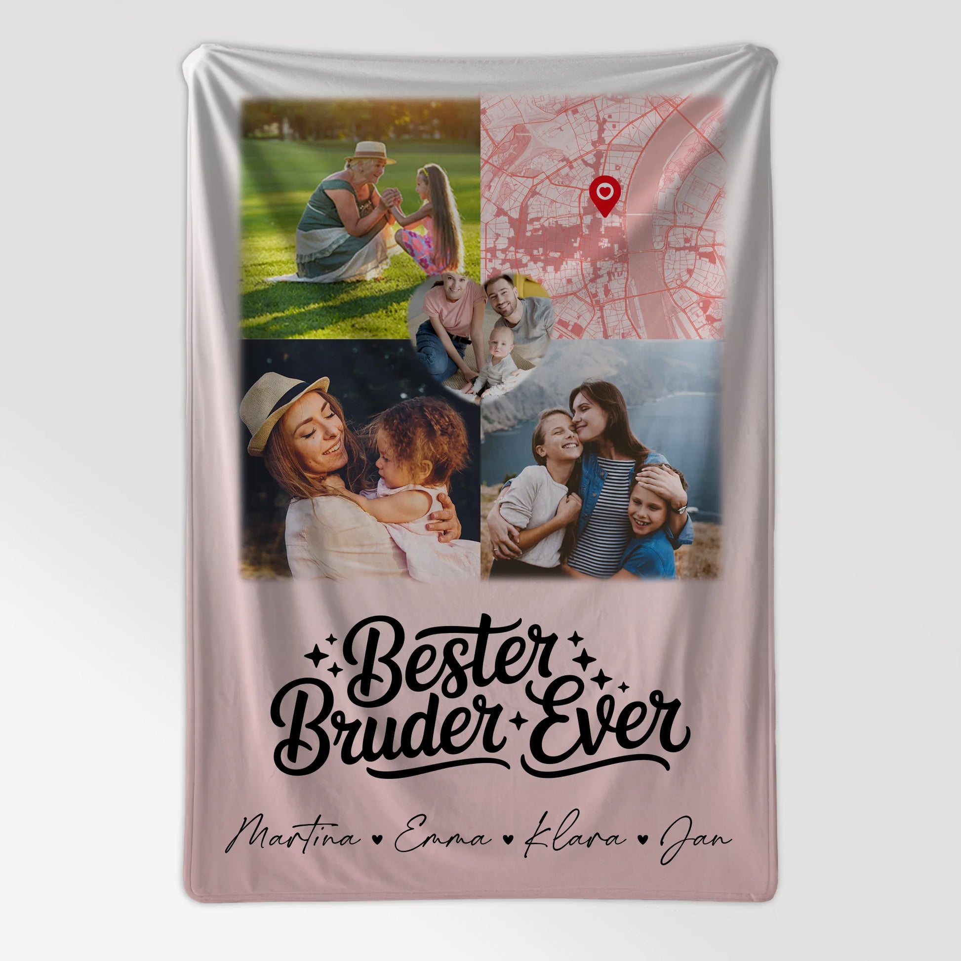 Personalisierte Namensdecke mit 3 Fotos & Herzkarte für den besten Bruder 7