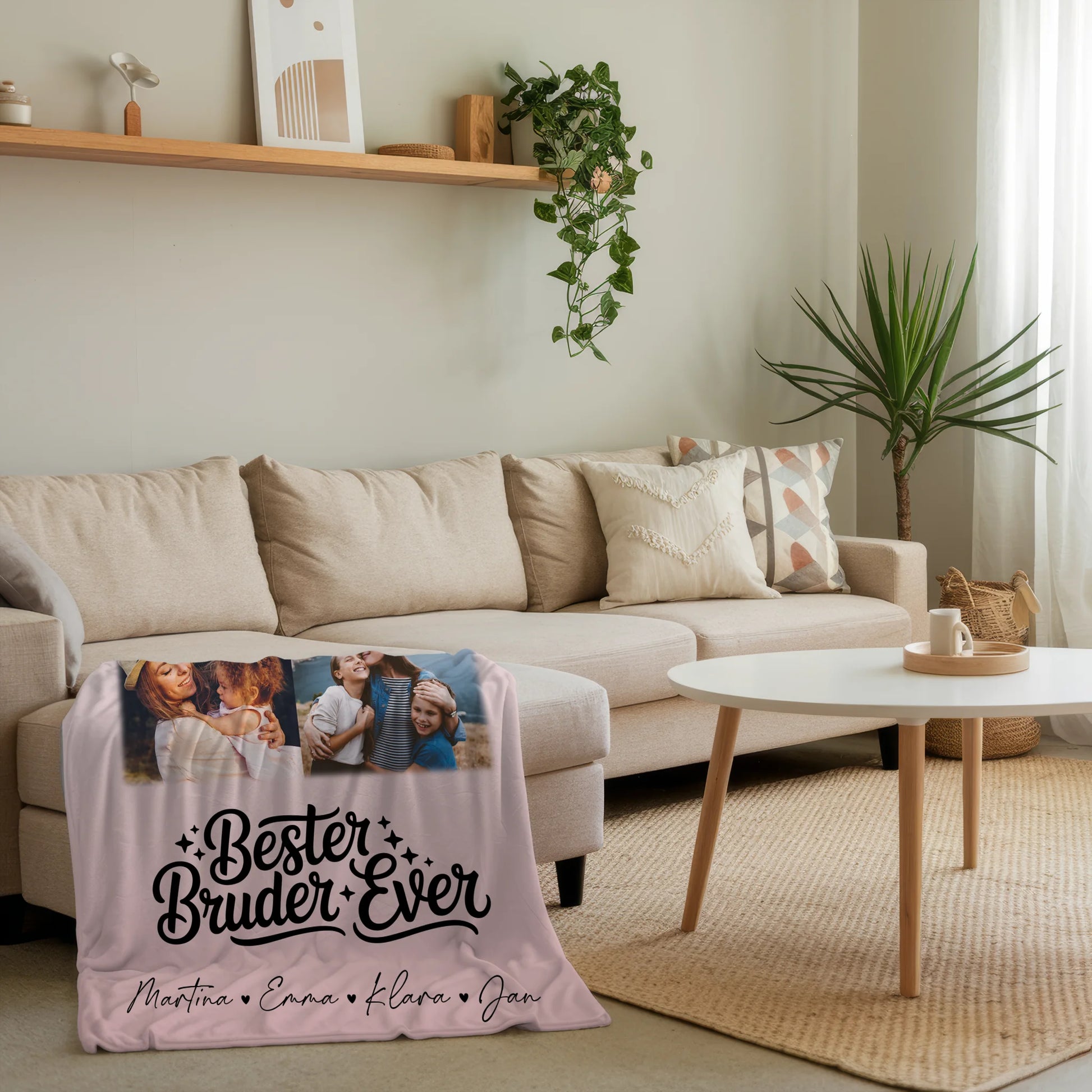 Personalisierte Namensdecke mit 3 Fotos & Herzkarte für den besten Bruder 4