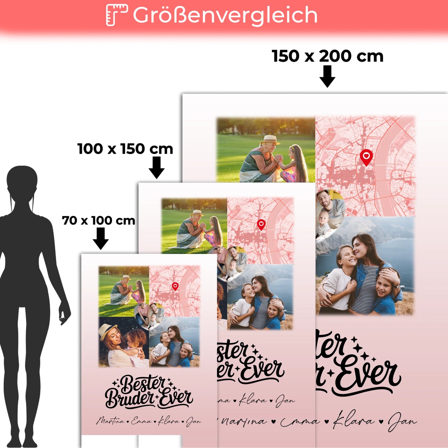 Personalisierte Namensdecke mit 3 Fotos & Herzkarte für den besten Bruder 5