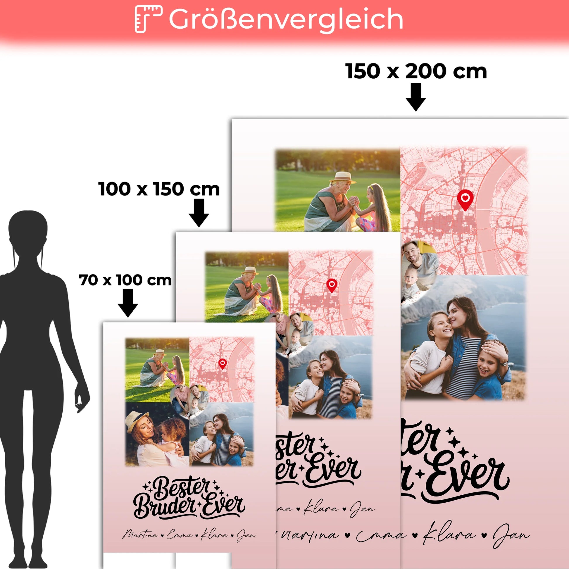 Personalisierte Namensdecke mit 3 Fotos & Herzkarte für den besten Bruder 5