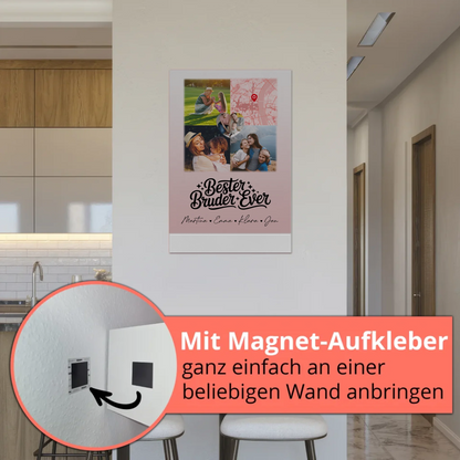 Fotoboard Magnet Wandbild mit 3 Fotos und Herz Karte für den besten Bruder Ever 5