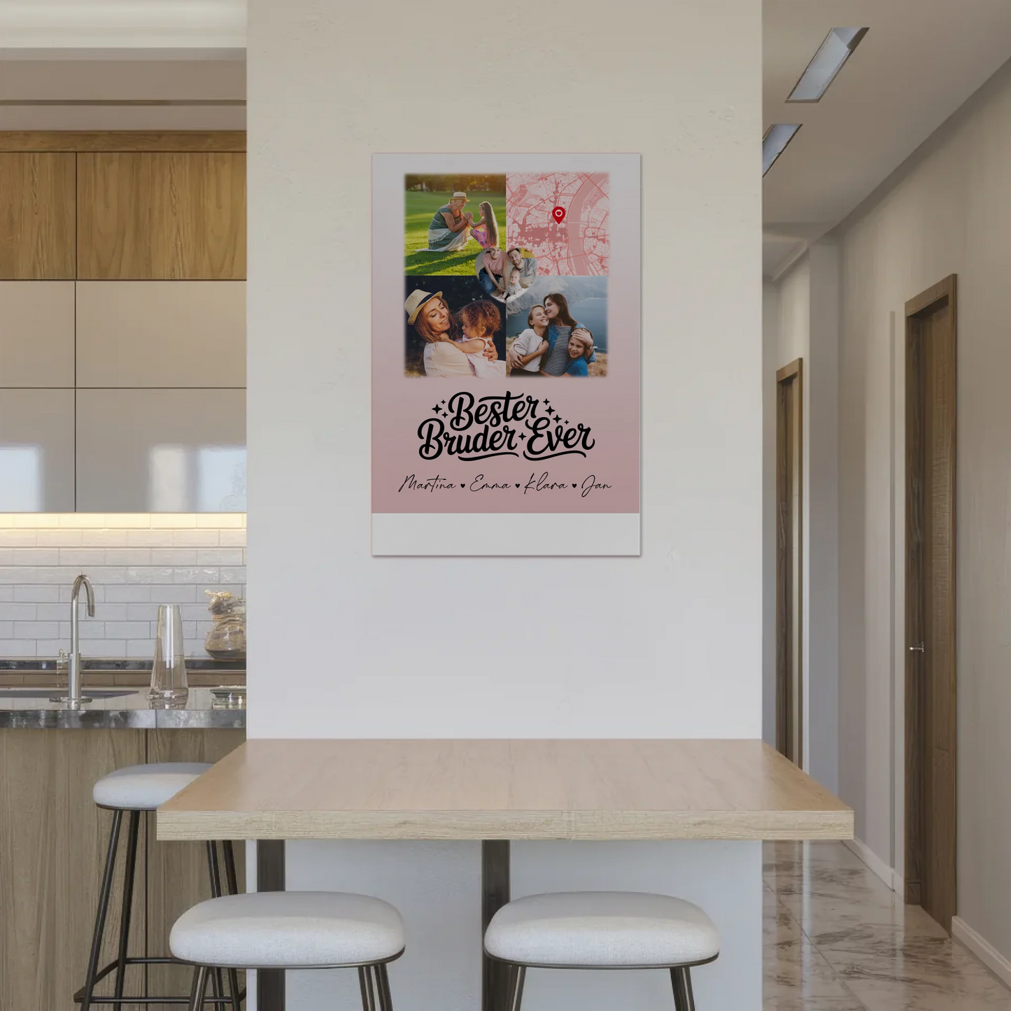 Fotoboard Magnet Wandbild mit 3 Fotos und Herz Karte für den besten Bruder Ever 2