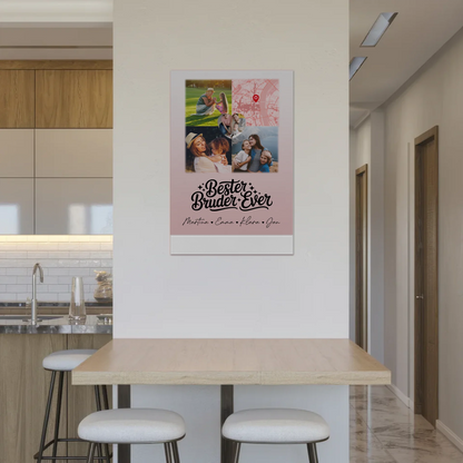 Fotoboard Magnet Wandbild mit 3 Fotos und Herz Karte für den besten Bruder Ever 2