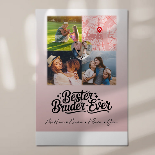 Fotoboard Magnet Wandbild mit 3 Fotos und Herz Karte für den besten Bruder Ever 1