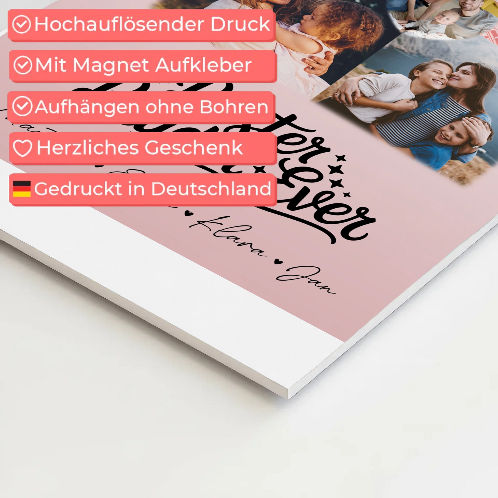 Fotoboard Magnet Wandbild mit 3 Fotos und Herz Karte für den besten Bruder Ever 4