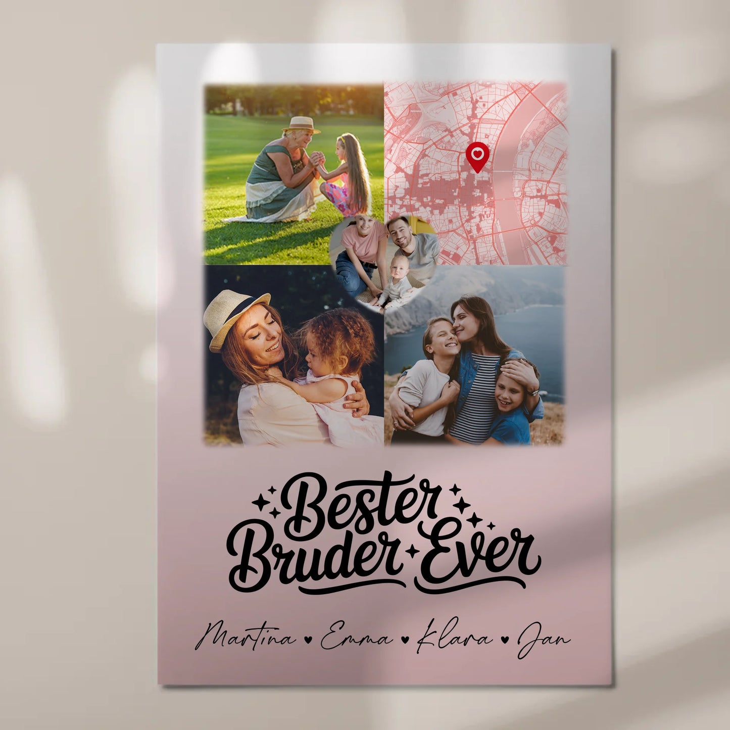 Fotoboard Magnet Wandbild mit 3 Fotos und Herz Karte für den besten Bruder Ever 7