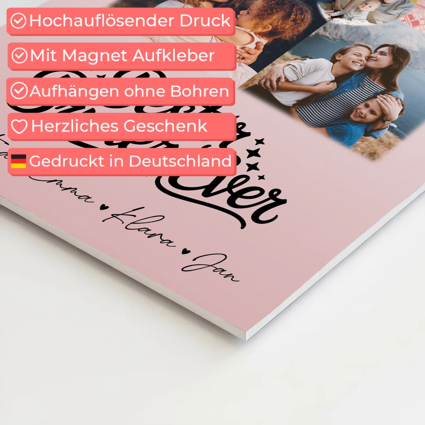 Fotoboard Magnet Wandbild mit 3 Fotos und Herz Karte für den besten Bruder Ever 10