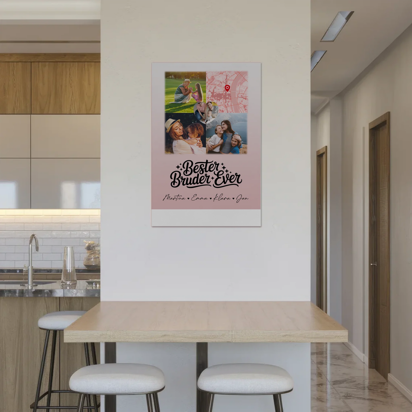 Fotoboard Magnet Wandbild mit 3 Fotos und Herz Karte für den besten Bruder Ever