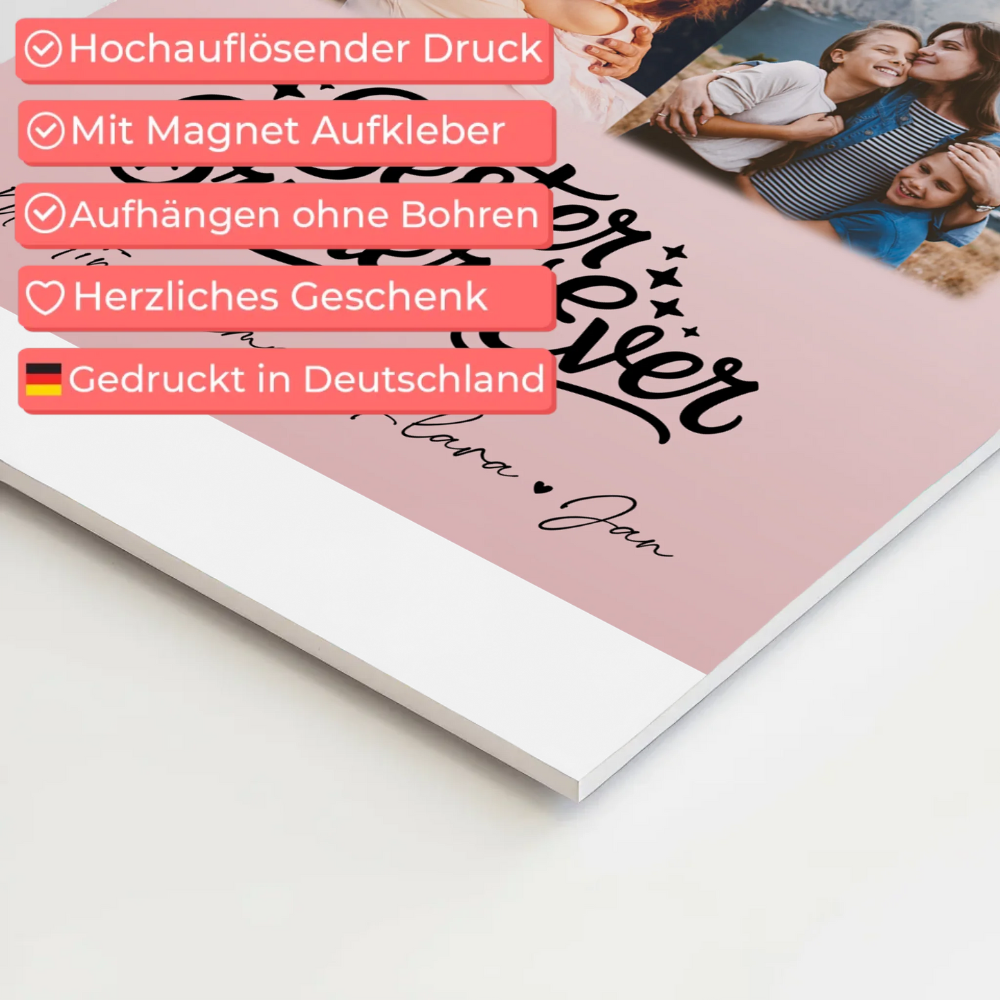 Fotoboard Magnet Wandbild mit 3 Fotos und Herz Karte für den besten Bruder Ever