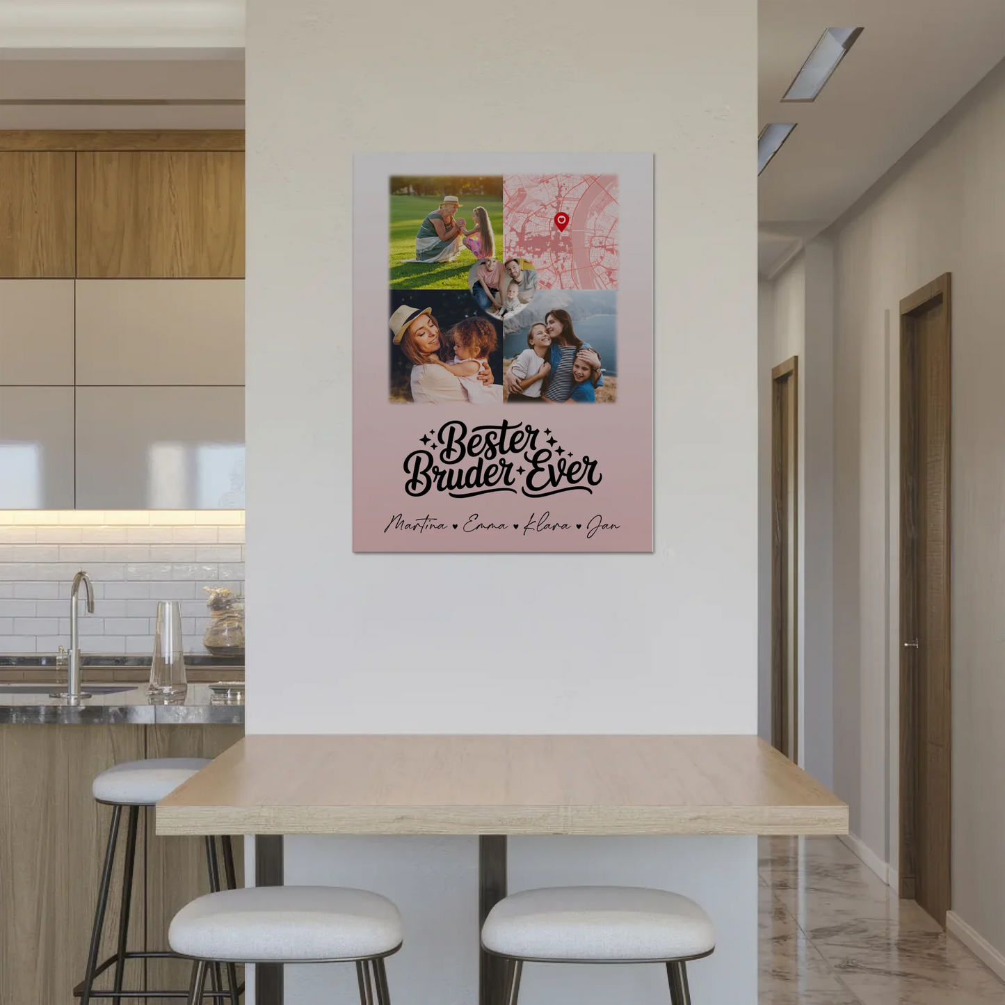 Fotoboard Magnet Wandbild mit 3 Fotos und Herz Karte für den besten Bruder Ever