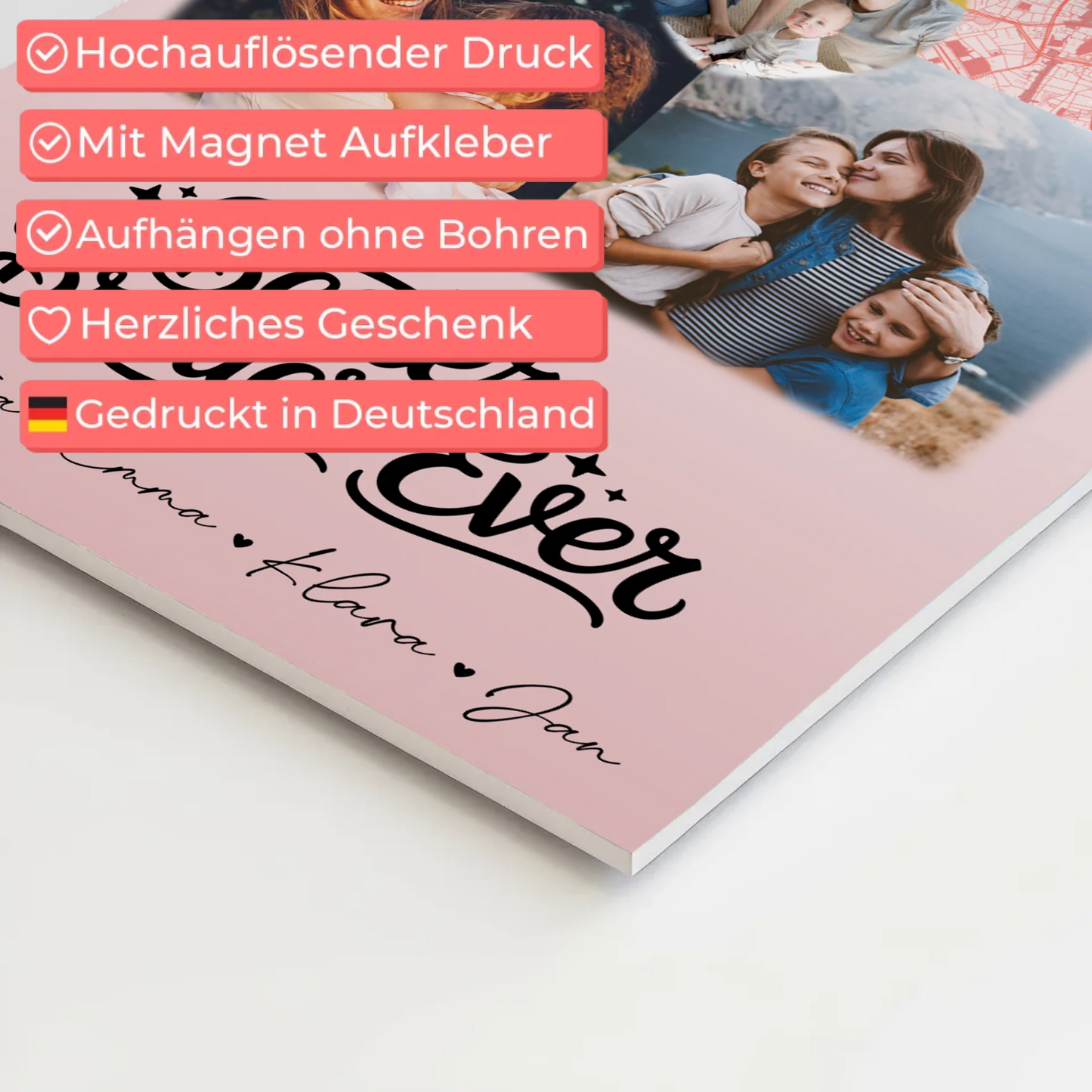 Fotoboard Magnet Wandbild mit 3 Fotos und Herz Karte für den besten Bruder Ever