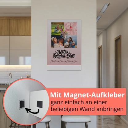 Fotoboard Magnet Wandbild mit 3 Fotos und Herz Karte für den besten Bruder Ever