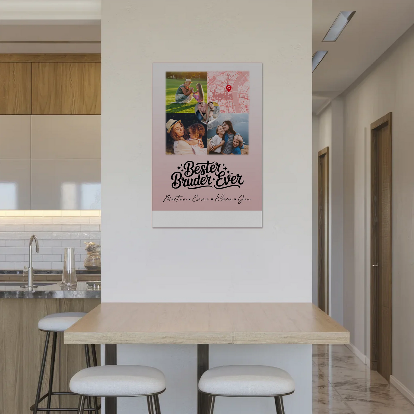 Fotoboard Magnet Wandbild mit 3 Fotos und Herz Karte für den besten Bruder Ever