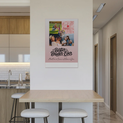 Fotoboard Magnet Wandbild mit 3 Fotos und Herz Karte für den besten Bruder Ever