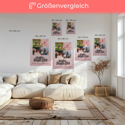 Personalisierte Leinwand Wandbild mit 3 Fotos und Herz Foto Karte Bester Bruder Ever 6