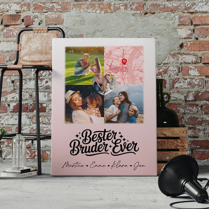 Personalisierte Leinwand Wandbild mit 3 Fotos und Herz Foto Karte Bester Bruder Ever 4