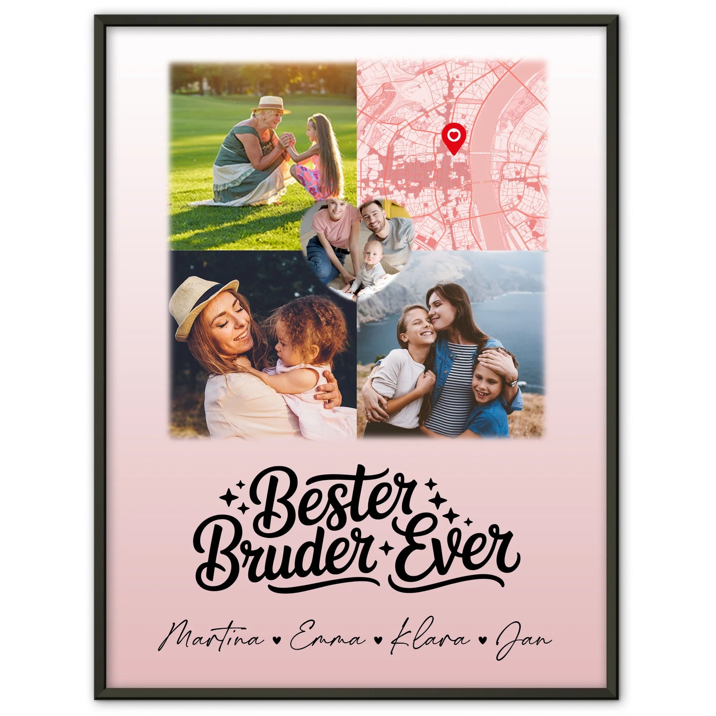 Karten Poster Personalisiert mit 3 Fotos und Herz Foto für den besten Bruder Ever