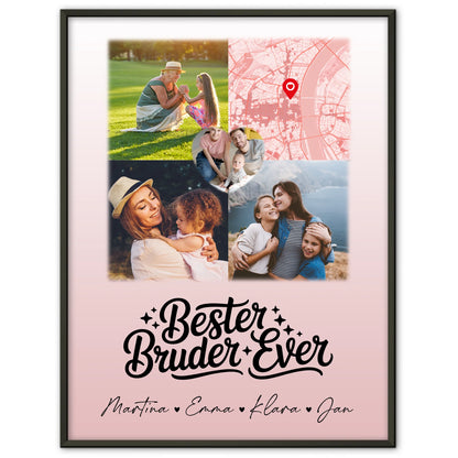 Karten Poster Personalisiert mit 3 Fotos und Herz Foto für den besten Bruder Ever