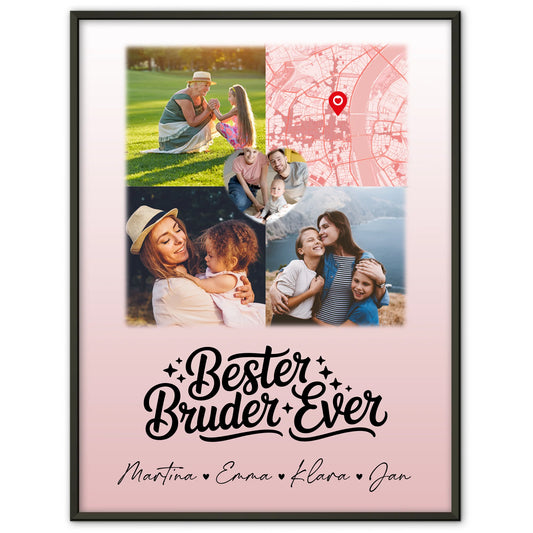 Karten Poster Personalisiert mit 3 Fotos und Herz Foto für den besten Bruder Ever